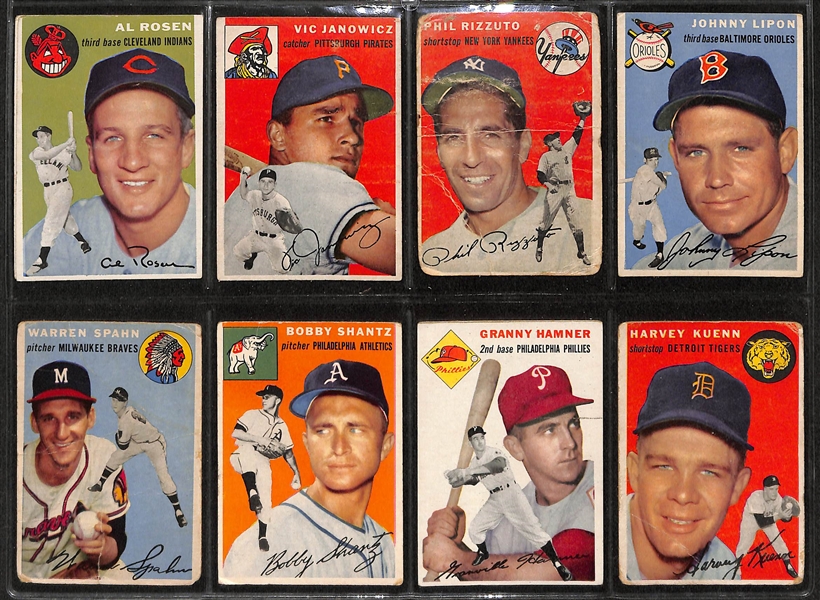 Lot Of 72 1954 Topps Baseball Cards w. Warren Spahn